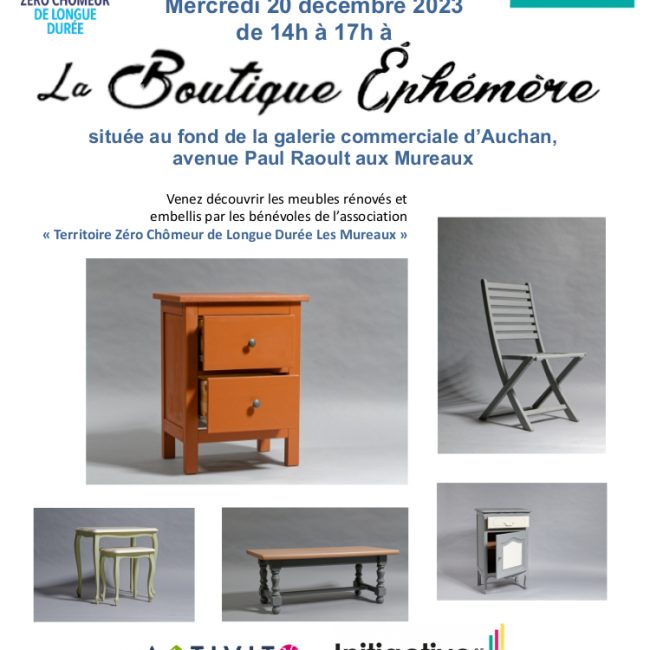 Exposition et vente de meubles retapés