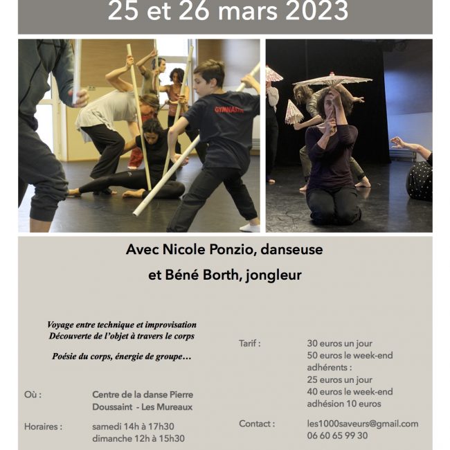 « DANSE ET MANIPULATION D&rsquo;OBJET »  aux Mureaux les 25 et 26 mars 2023