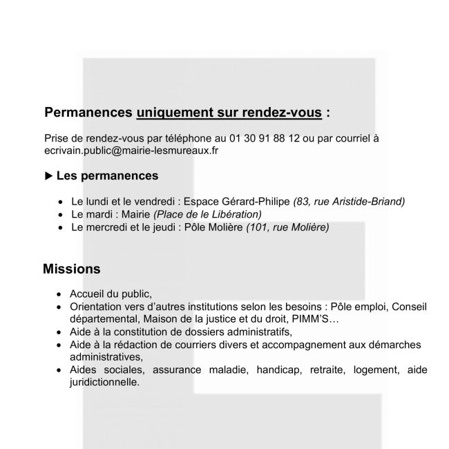 Ecrivain public – Mairie Les Mureaux