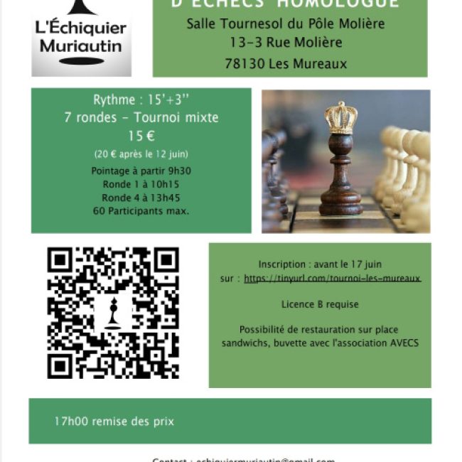 Tournoi d’échecs aux Mureaux en juin